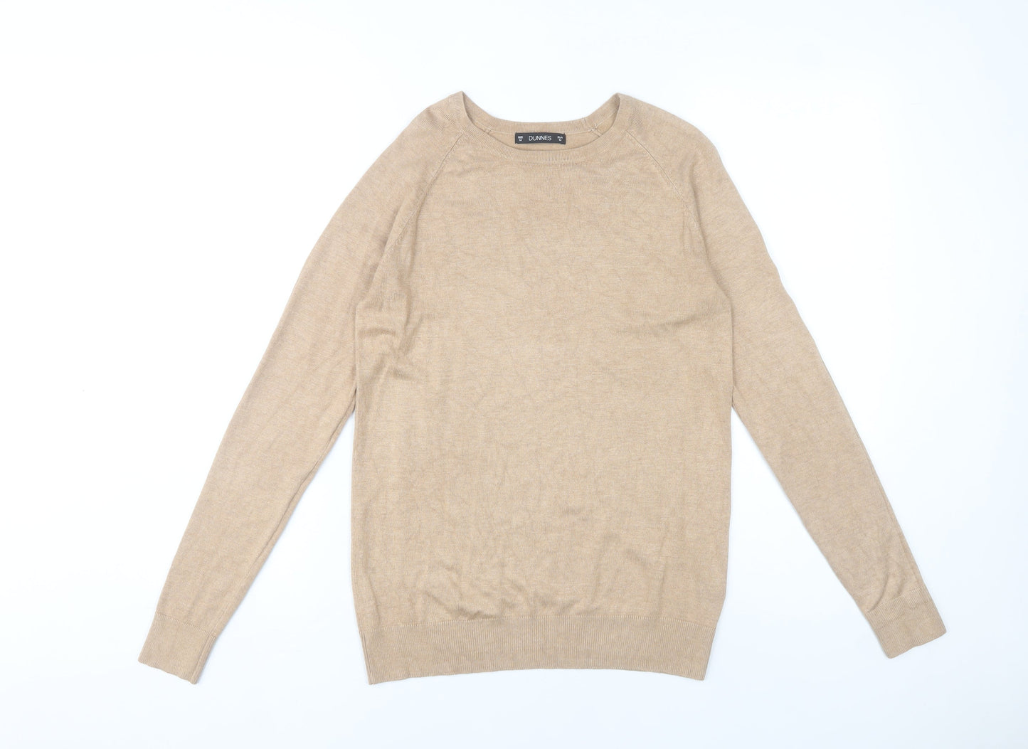 Dunnes Women’s Beige Crew Neck Pullover Jumper M Knit Viscose Nylon