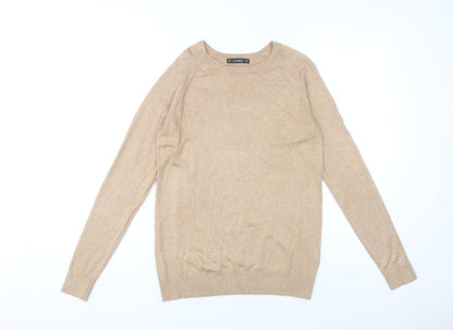 Dunnes Women’s Beige Crew Neck Pullover Jumper M Knit Viscose Nylon