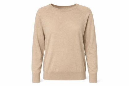 Front view of Dunnes Women’s Beige Crew Neck jumper M Knit Viscose Nylon