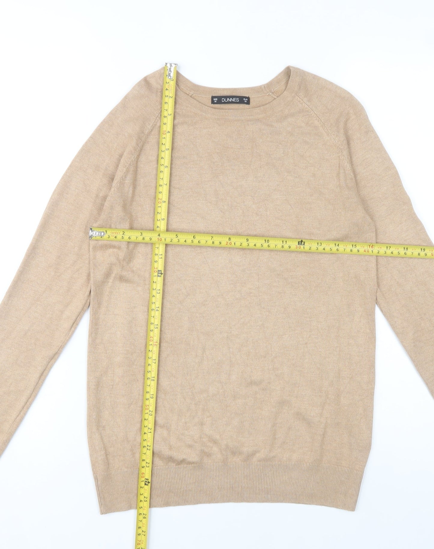 Dunnes Women’s Beige Crew Neck Pullover Jumper M Knit Viscose Nylon