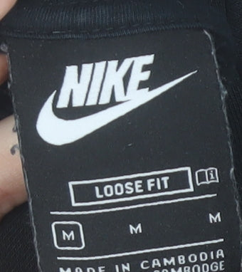 Nike Women’s Black M Loose Fit Pullover Sweatshirt Logo Sportswear