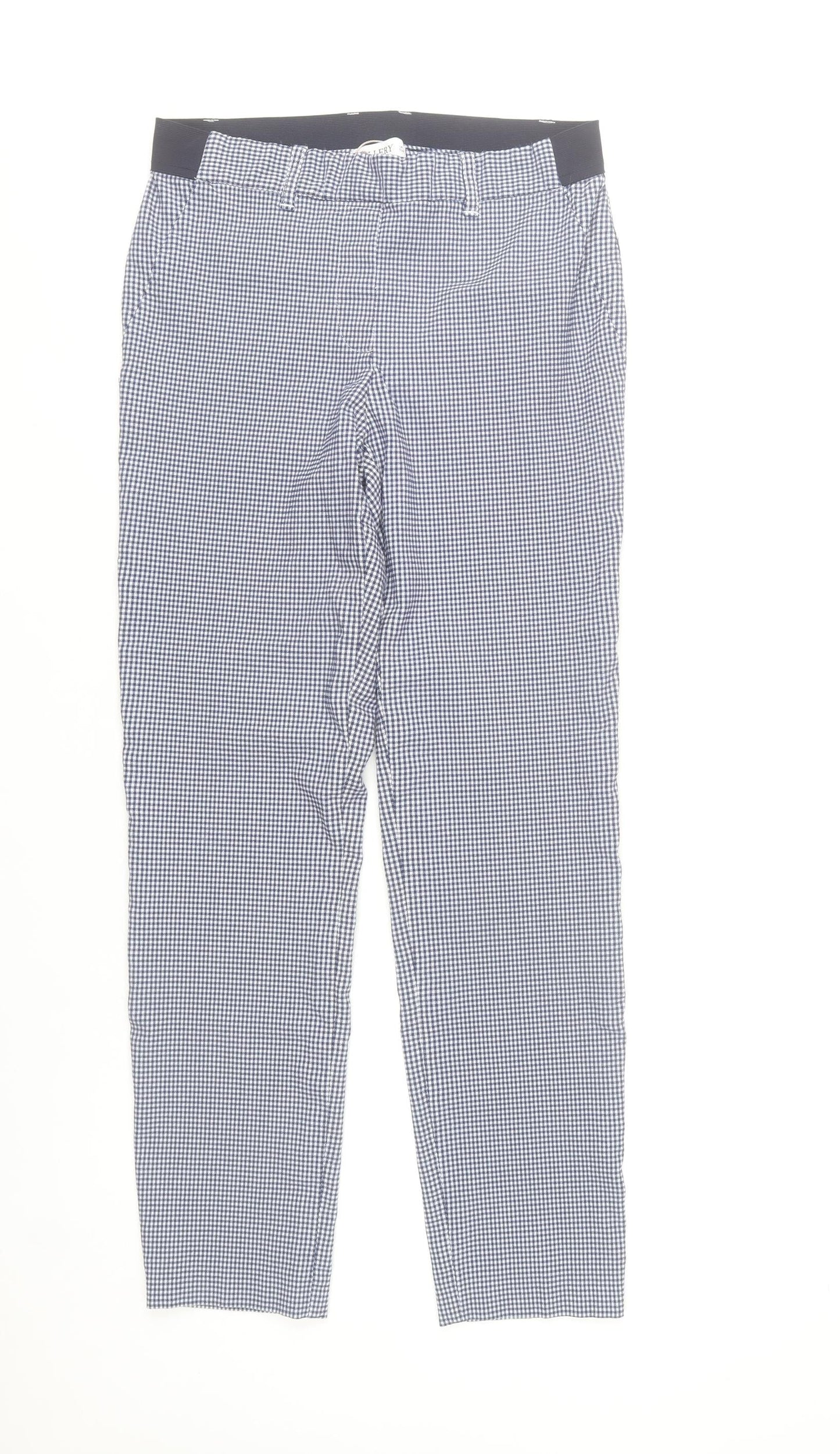 Gallery Womens Blue Check Slim Fit Chino Trousers Size 10