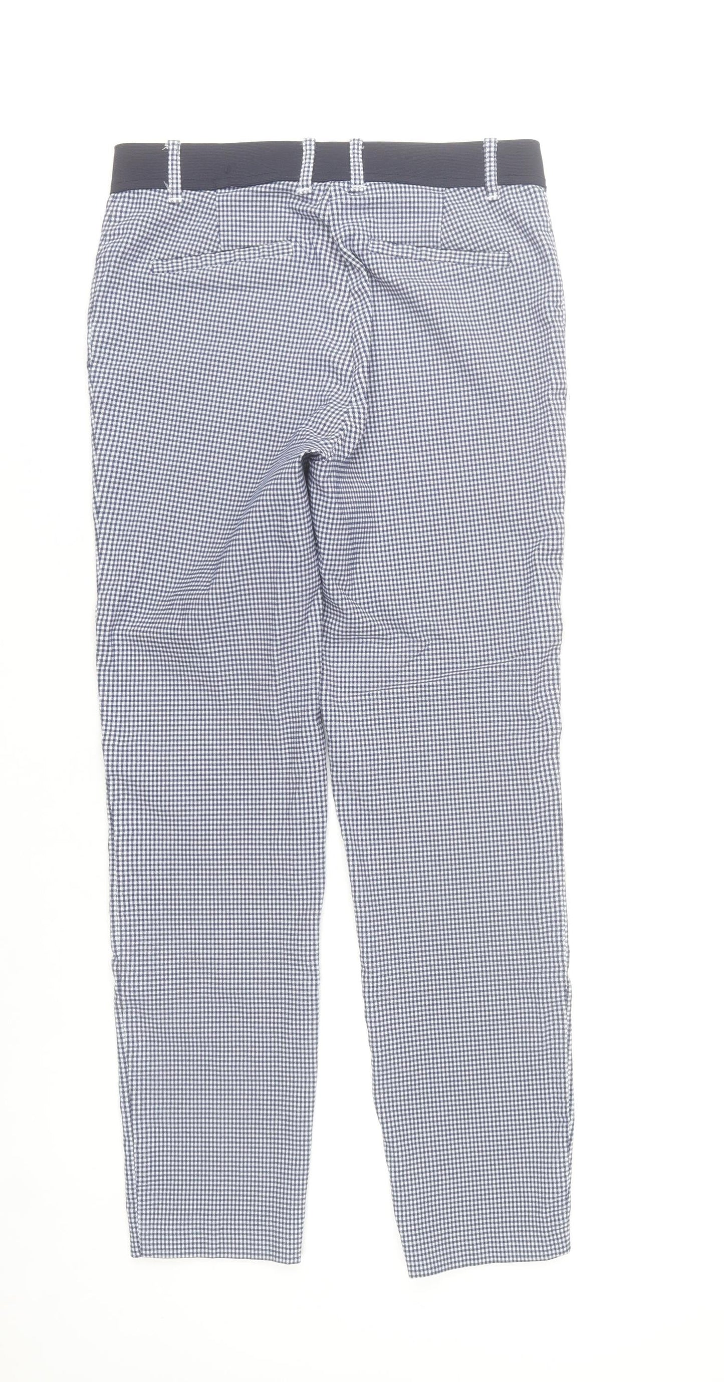 Gallery Womens Blue Check Slim Fit Chino Trousers Size 10