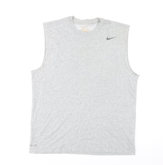 Nike Men's Grey Sleeveless Dri-Fit Sports T-Shirt Size M