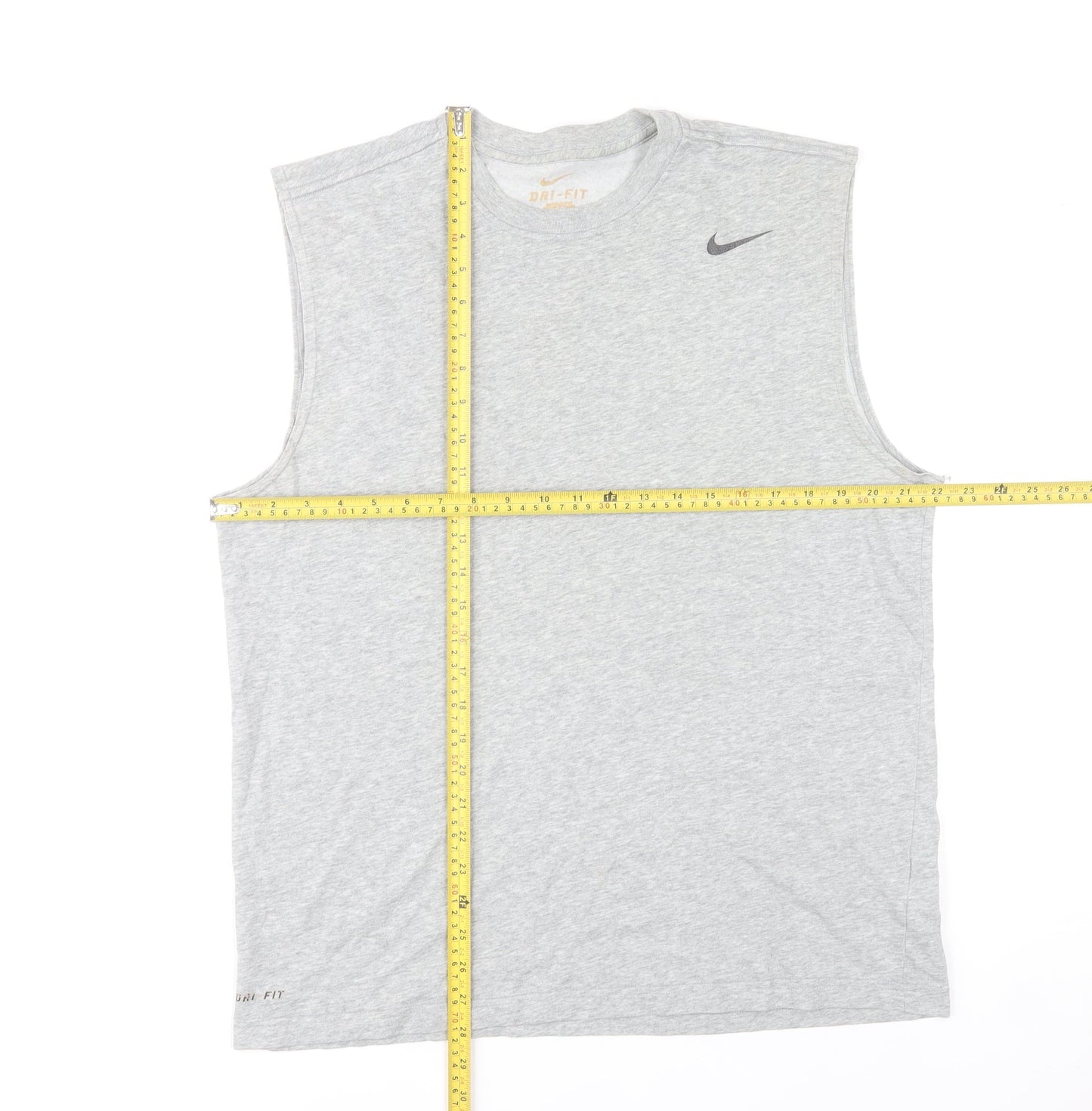 Nike Men's Grey Sleeveless Dri-Fit Sports T-Shirt Size M