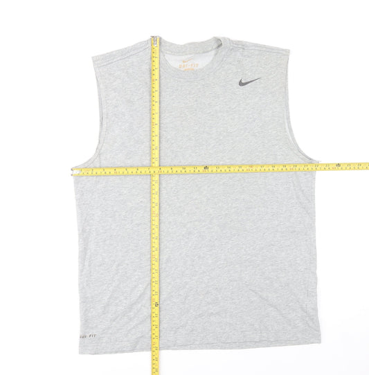 Nike Men's Grey Sleeveless Dri-Fit Sports T-Shirt Size M