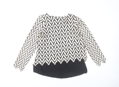 Dorothy Perkins Womens Black White Lace Blouse Size 10 Tunic Top