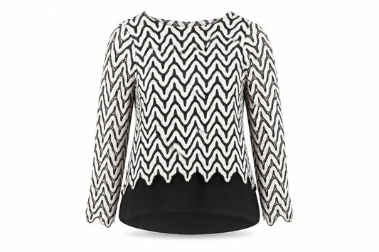 Dorothy Perkins Womens Black White Lace Blouse Size 10 Tunic Top