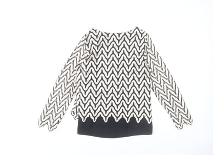 Dorothy Perkins Womens Black White Lace Blouse Size 10 Tunic Top