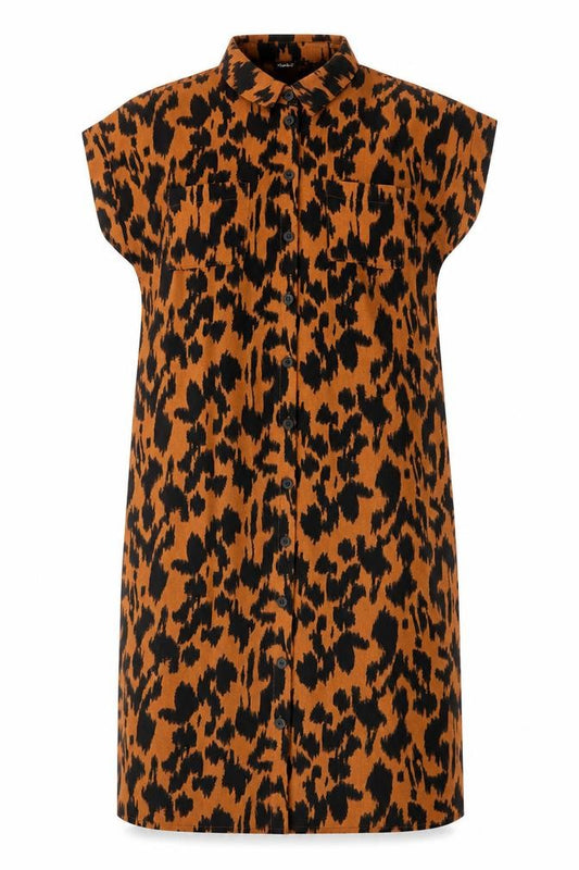 ONLY Women’s Brown Leopard Print Shirt Dress Size 8 Knee Length