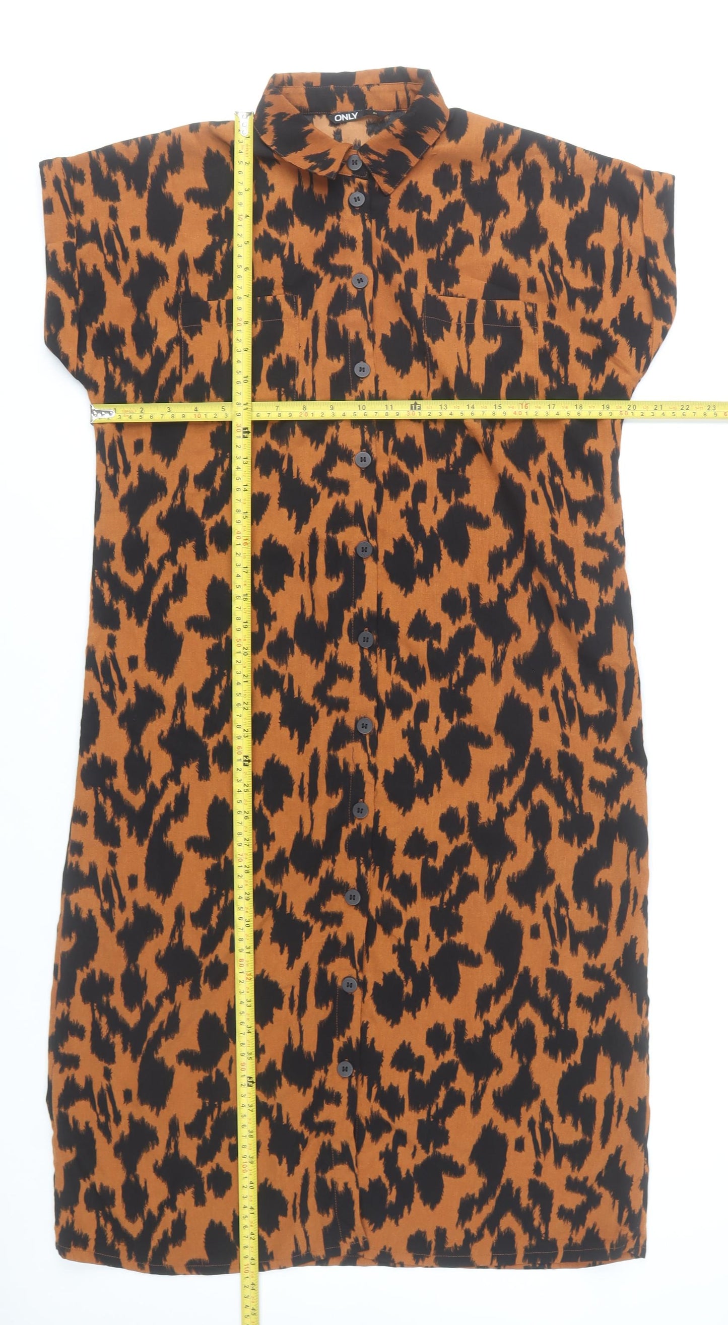 ONLY Women’s Brown Leopard Print Shirt Dress Size 8 Knee Length