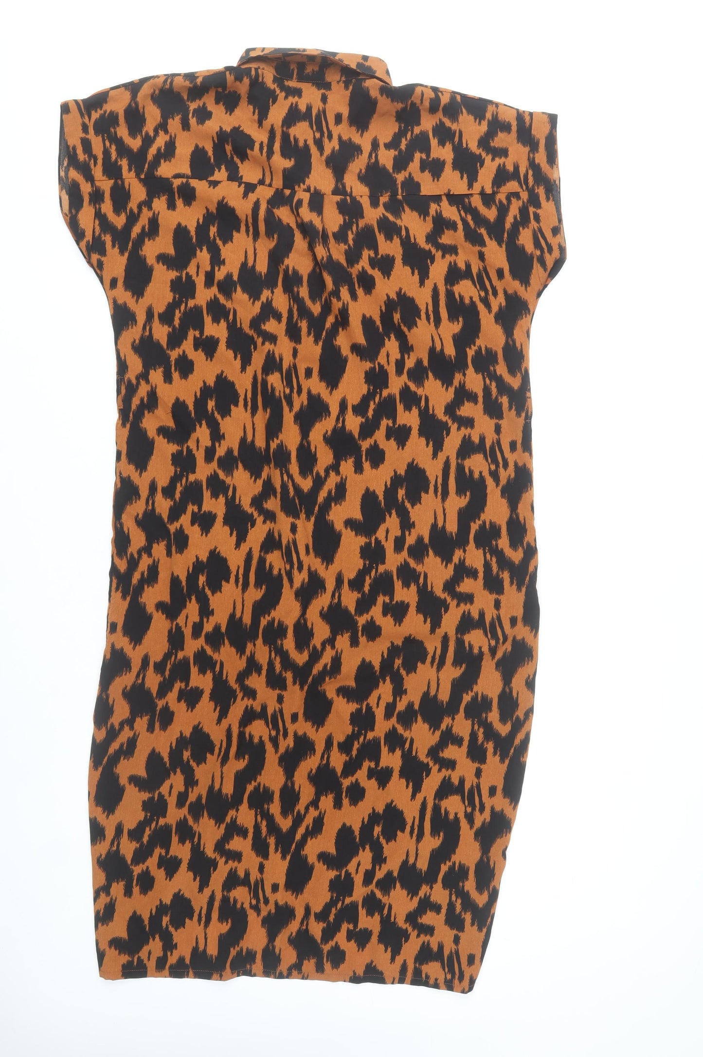 ONLY Women’s Brown Leopard Print Shirt Dress Size 8 Knee Length