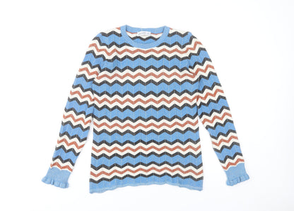 Gallery Womens Blue Retro Geometric Knit Pullover Jumper Size 8
