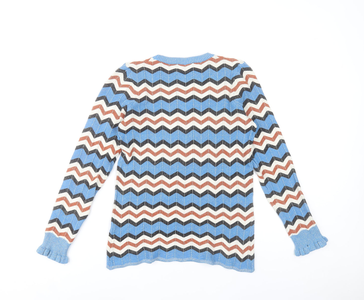 Gallery Womens Blue Retro Geometric Knit Pullover Jumper Size 8