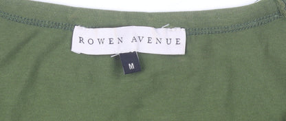 Rowen Avenue Womens Green Ruffle Sleeve Scoop Neck T-Shirt Size M