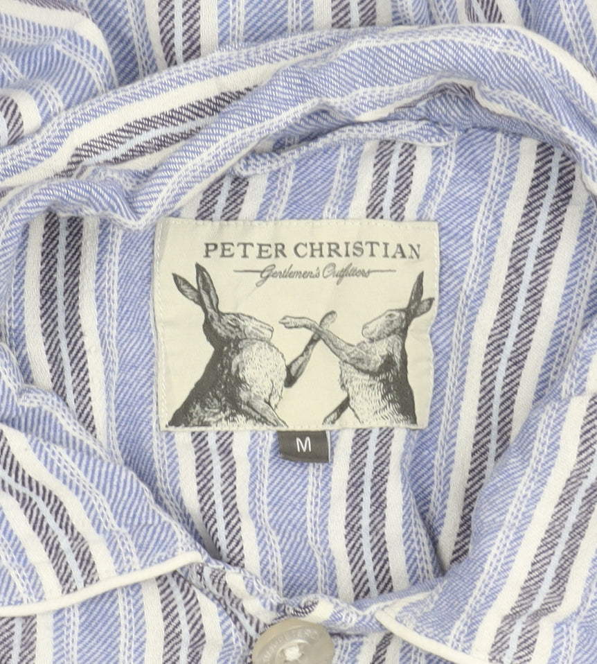 Peter Christian Women’s Blue Striped Cotton Shirt Dress M