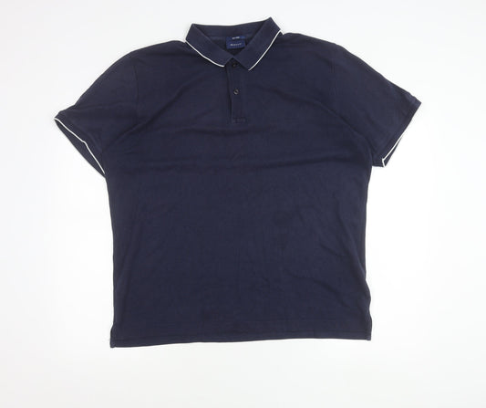 GANT Men’s Navy Blue 2XL Polo Shirt Short Sleeve Tech Prep