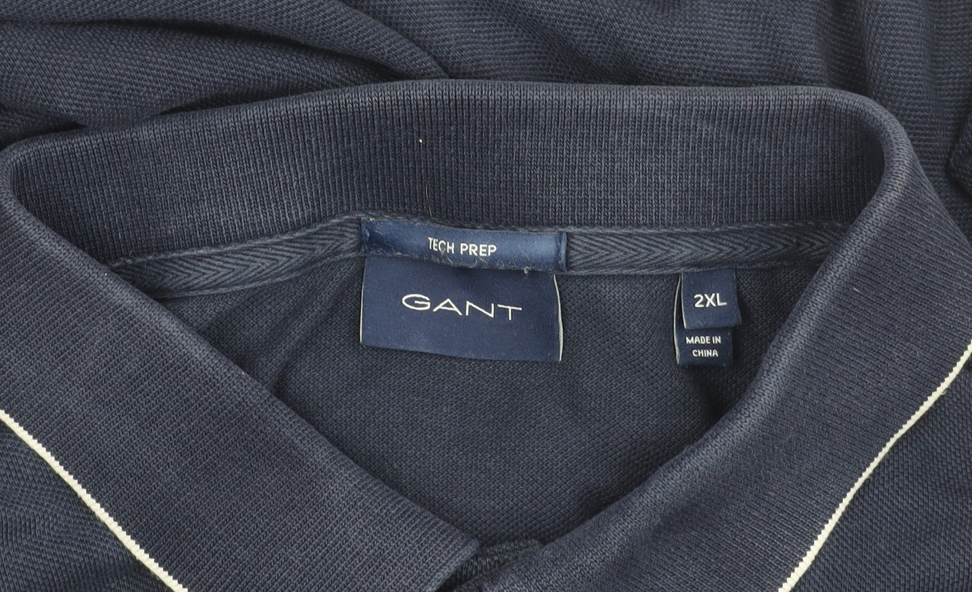 GANT Men’s Navy Blue 2XL Polo Shirt Short Sleeve Tech Prep
