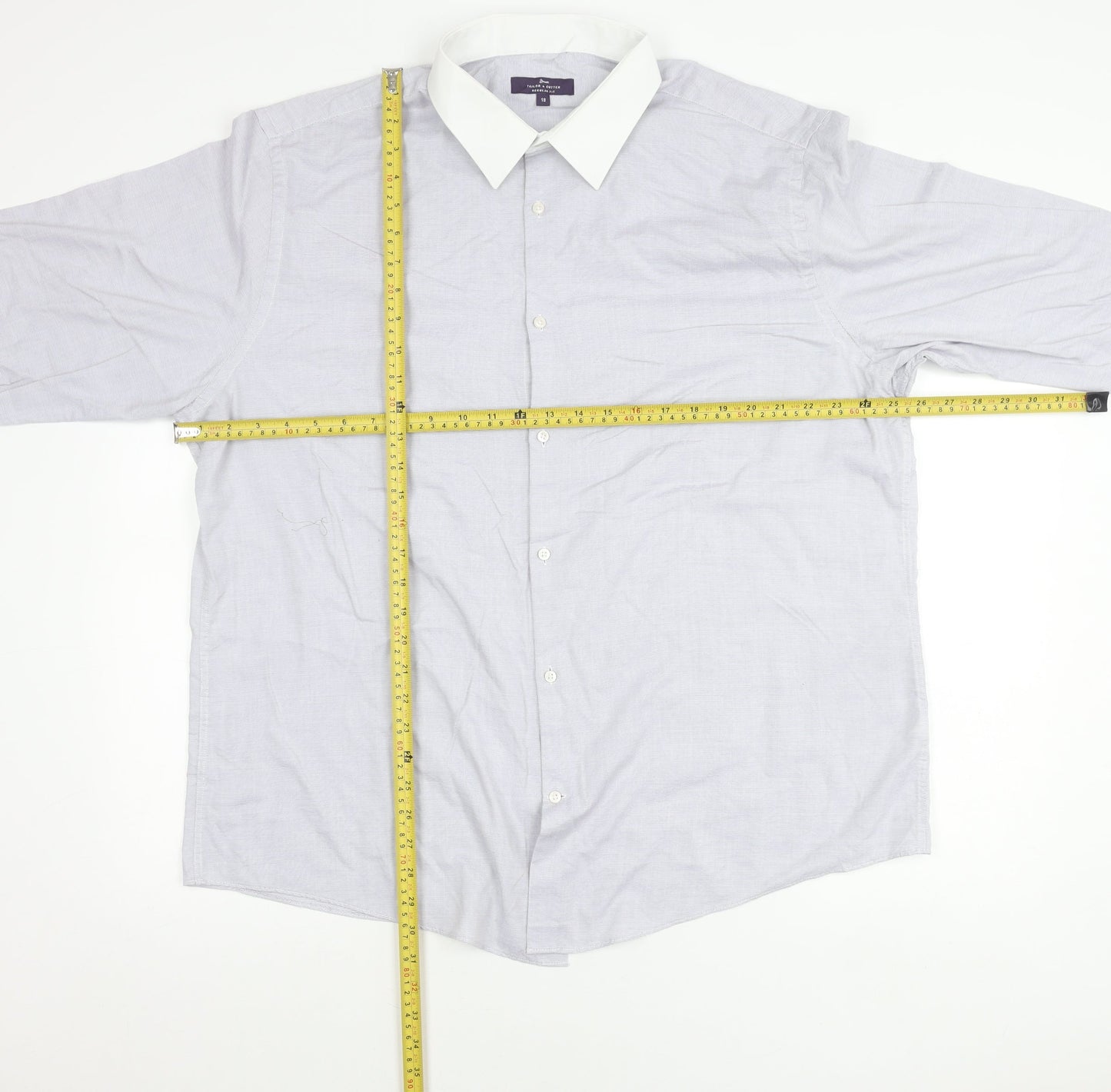 Tailor & Cutter Men’s Grey Check Shirt 18 Regular Fit Long Sleeve