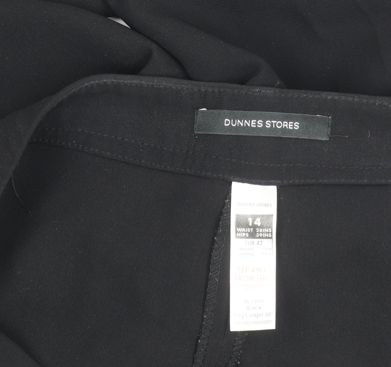 Dunnes Stores Women Black Size 14 Straight Leg Polyester Trousers
