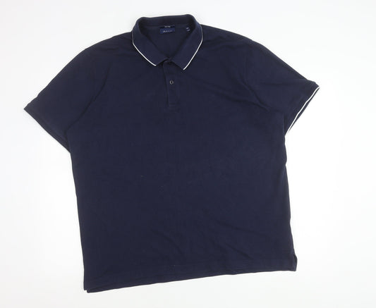 Gant Men’s Navy Blue 3XL Tech Prep Polo Shirt Short Sleeve Cotton Blend
