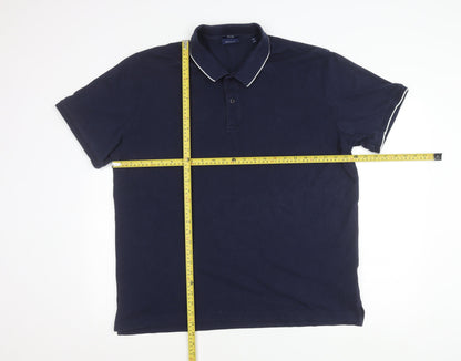 Gant Men’s Navy Blue 3XL Tech Prep Polo Shirt Short Sleeve Cotton Blend