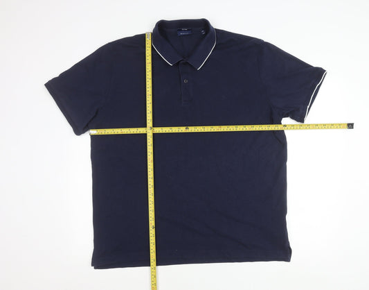 Gant Men’s Navy Blue 3XL Tech Prep Polo Shirt Short Sleeve Cotton Blend
