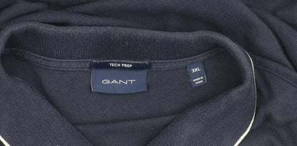 Gant Men’s Navy Blue 3XL Tech Prep Polo Shirt Short Sleeve Cotton Blend