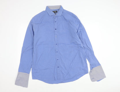 Jeff Banks Mens Blue 17/44in Cotton Long Sleeve Button Up Shirt