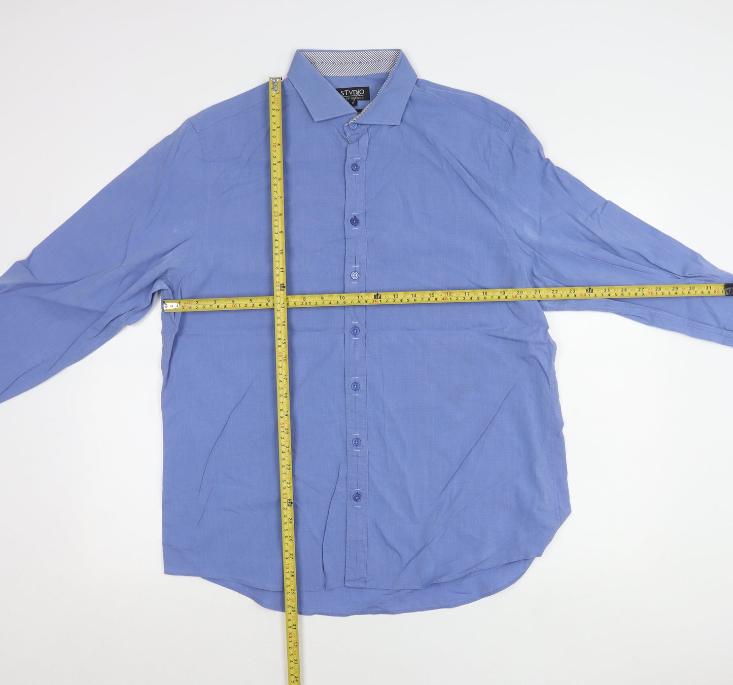 Jeff Banks Mens Blue 17/44in Cotton Long Sleeve Button Up Shirt