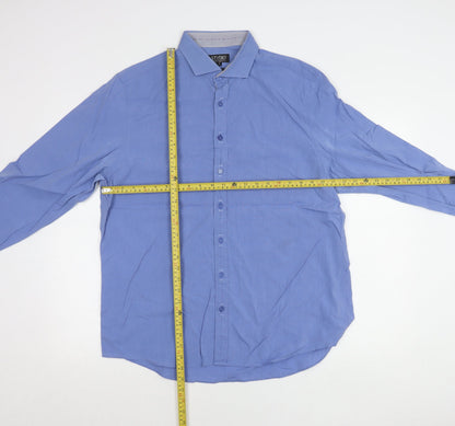 Jeff Banks Mens Blue 17/44in Cotton Long Sleeve Button Up Shirt