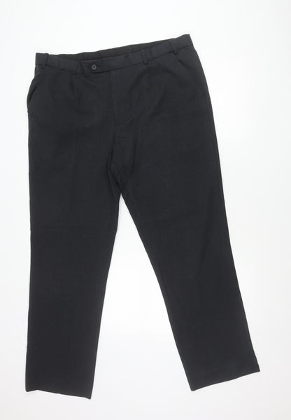 Taylor & Wright Men's Black 38R Regular Fit Dress Trousers