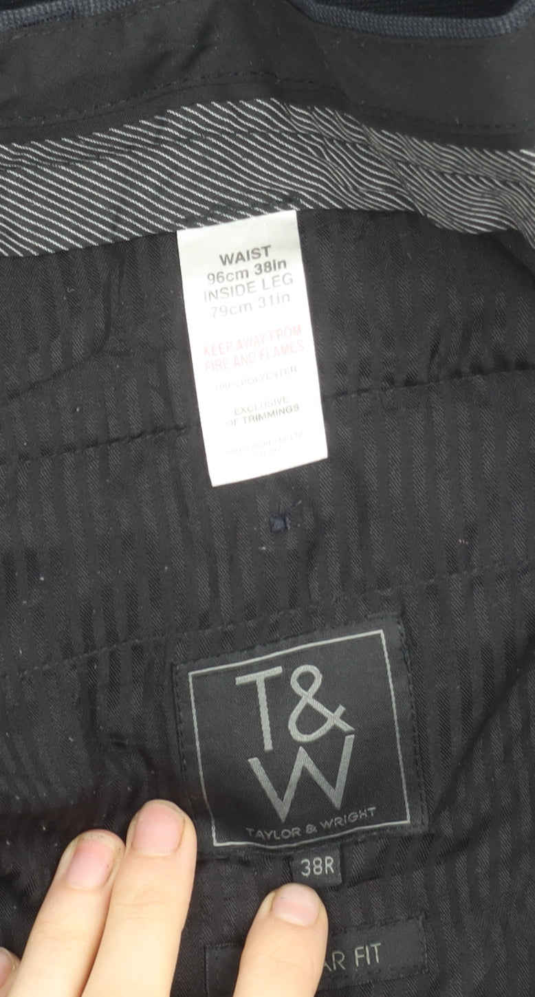 Taylor & Wright Men's Black 38R Regular Fit Dress Trousers