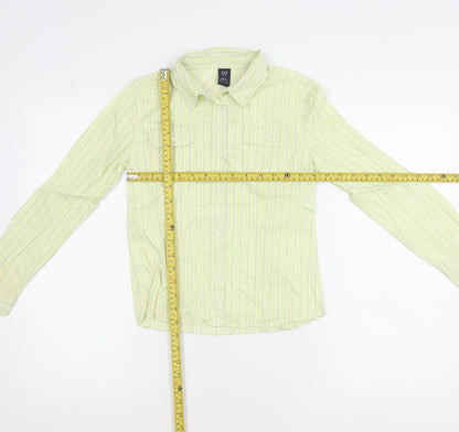 GAP Girls Green Geometric Cotton Button-Up Shirt 10-11 Years Long Sleeve