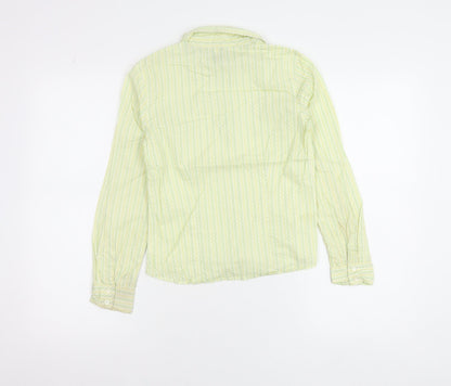GAP Girls Green Geometric Cotton Button-Up Shirt 10-11 Years Long Sleeve