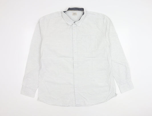 Additional front view of ACW85 Men’s White Striped Cotton Shirt XL Long Sleeve Casual