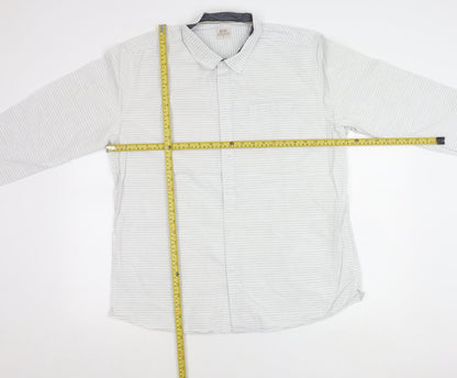 ACW85 Men’s White Striped Cotton Shirt XL Long Sleeve Casual