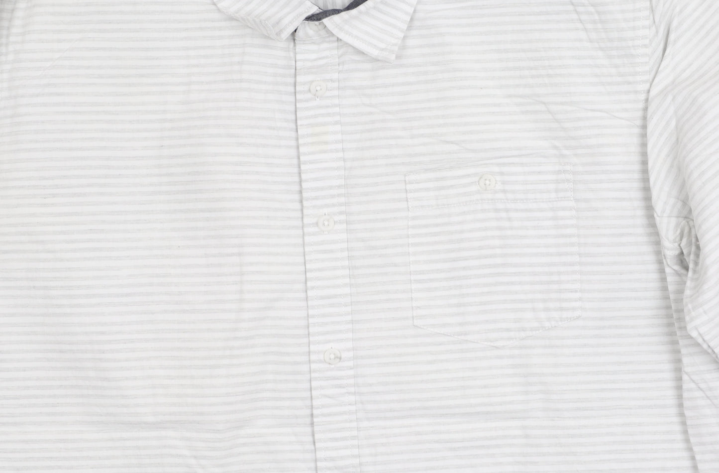 ACW85 Men’s White Striped Cotton Shirt XL Long Sleeve Casual