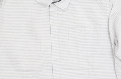 ACW85 Men’s White Striped Cotton Shirt XL Long Sleeve Casual