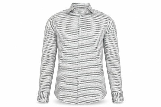 Front view of Jaeger Men's Multicoloured Geometric Cotton Slim Fit Shirt S