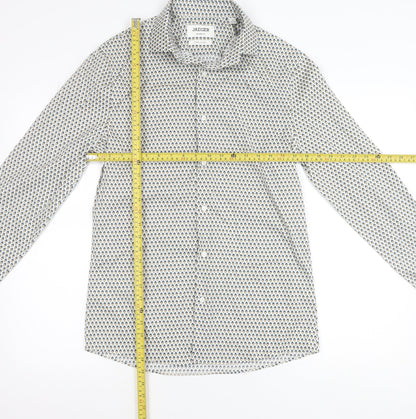Jaeger Men's Multicoloured Geometric Cotton Slim Fit Shirt S