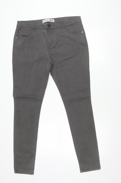 Denim Co. Womens Grey Skinny Jeans Size 14 Slim Fit Stretch
