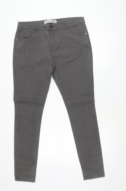 Additional front view of Denim Co. women’s grey skinny jeans, size UK 14 slim, fit stretch