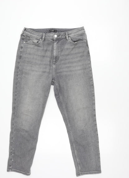 F&F Mens Grey Slim Skinny Jeans Size L Waist 42in Medium Wash Denim