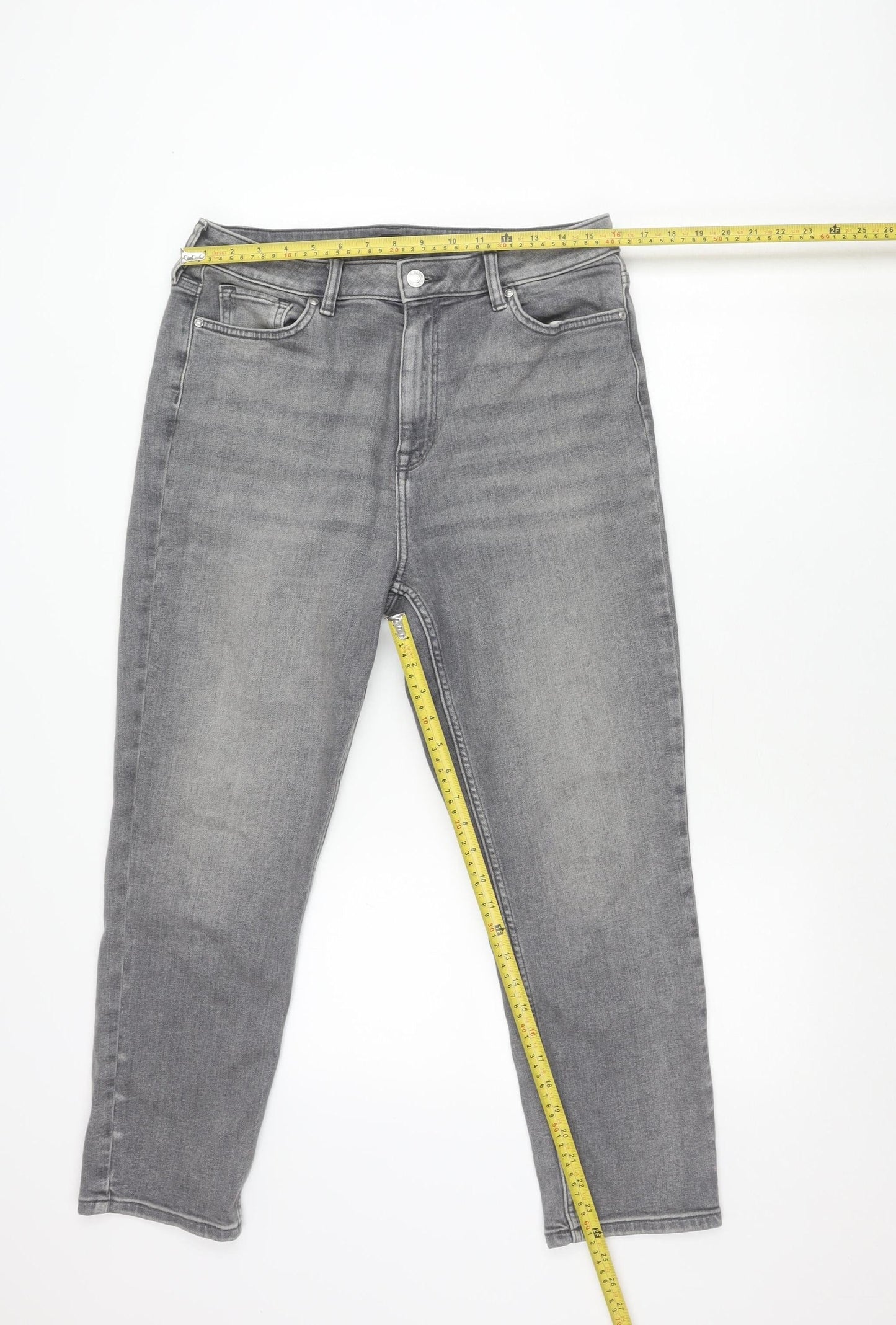 F&F Mens Grey Slim Skinny Jeans Size L Waist 42in Medium Wash Denim