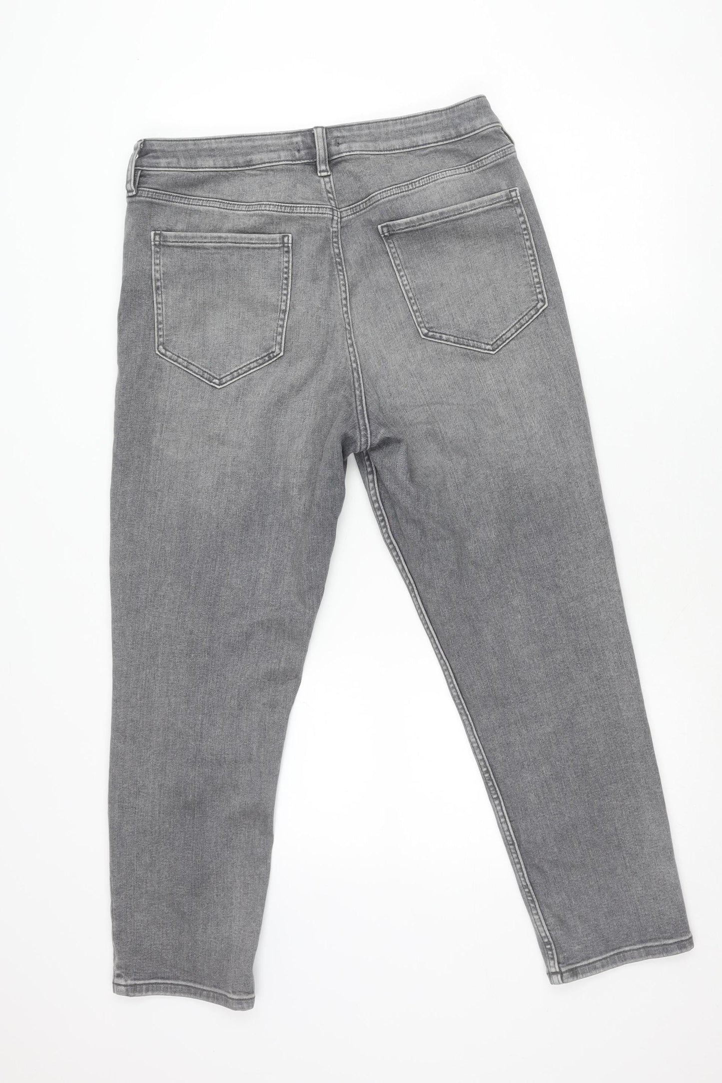 F&F Mens Grey Slim Skinny Jeans Size L Waist 42in Medium Wash Denim