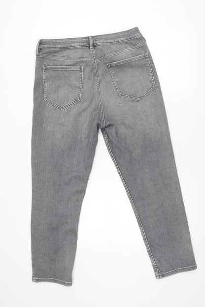 F&F Mens Grey Slim Skinny Jeans Size L Waist 42in Medium Wash Denim