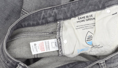 F&F Mens Grey Slim Skinny Jeans Size L Waist 42in Medium Wash Denim