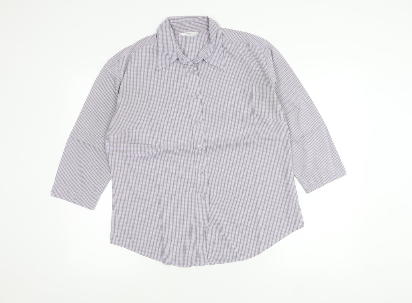 Marks and Spencer Women’s Purple Check Button-Up Shirt UK 12