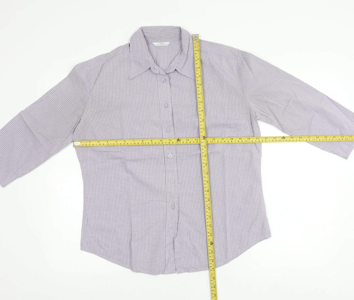 Marks and Spencer Women’s Purple Check Button-Up Shirt UK 12